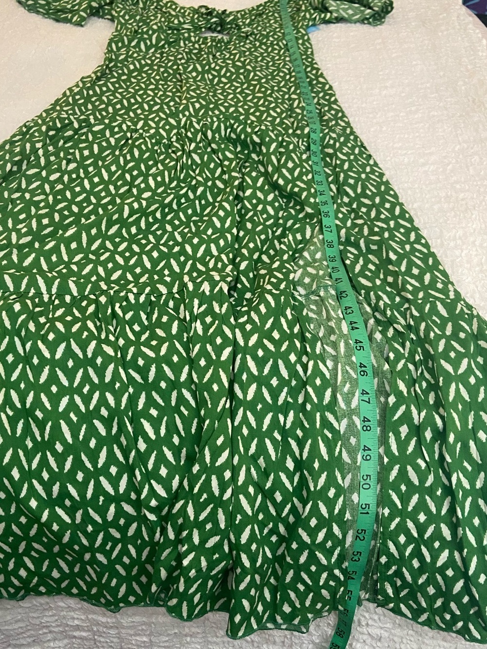 NWT BOUTIQUE MILLIBON GREEN PRINTED MAXI DRESS SIZE LARGE - Picture 4 of 10